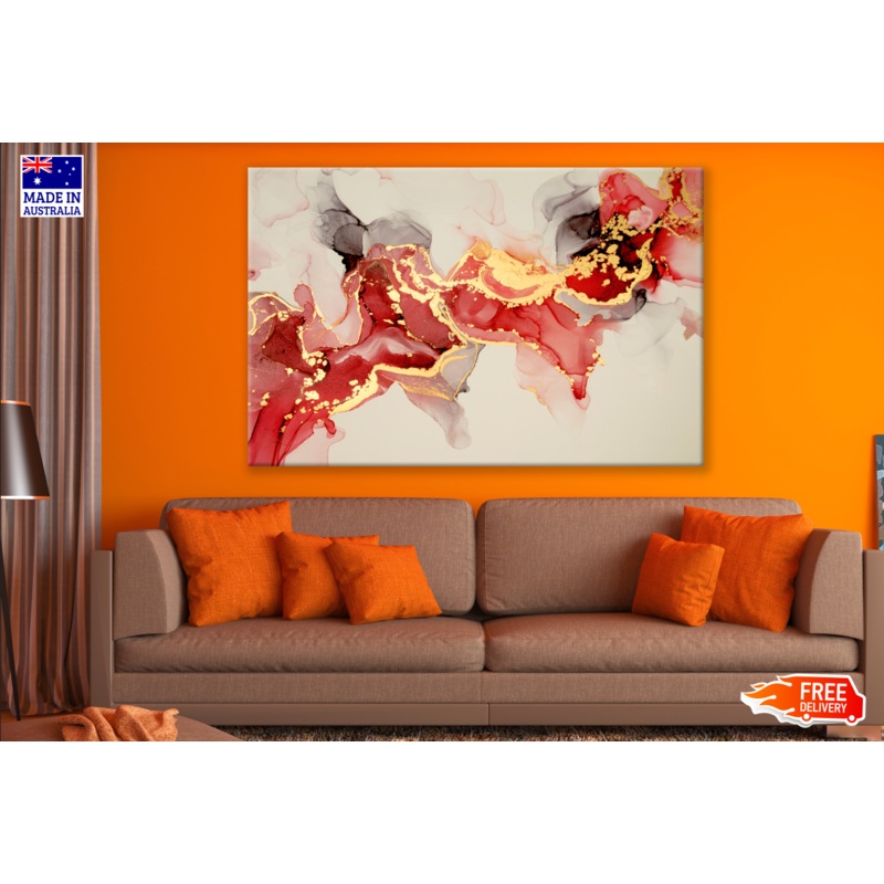 Abstract Granite Gold & Red Design Print 100% Australian Made