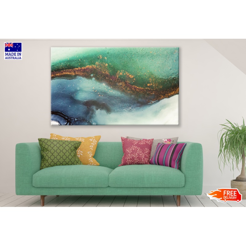 Abstract Green Gold Granite Design Print 100% Australian Made