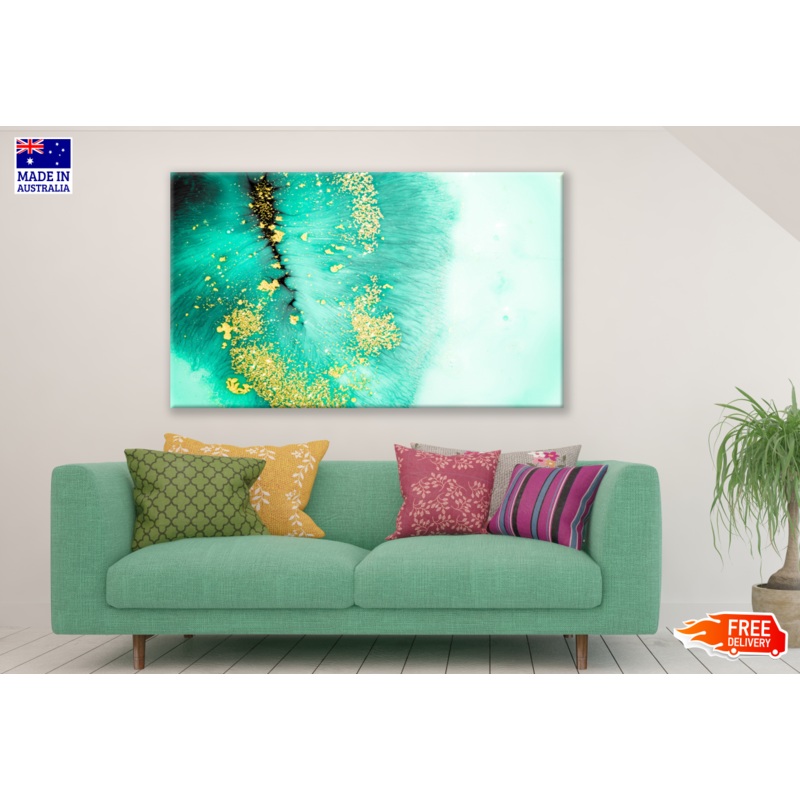 Abstract Green & Gold Visual Art Design Print 100% Australian Made