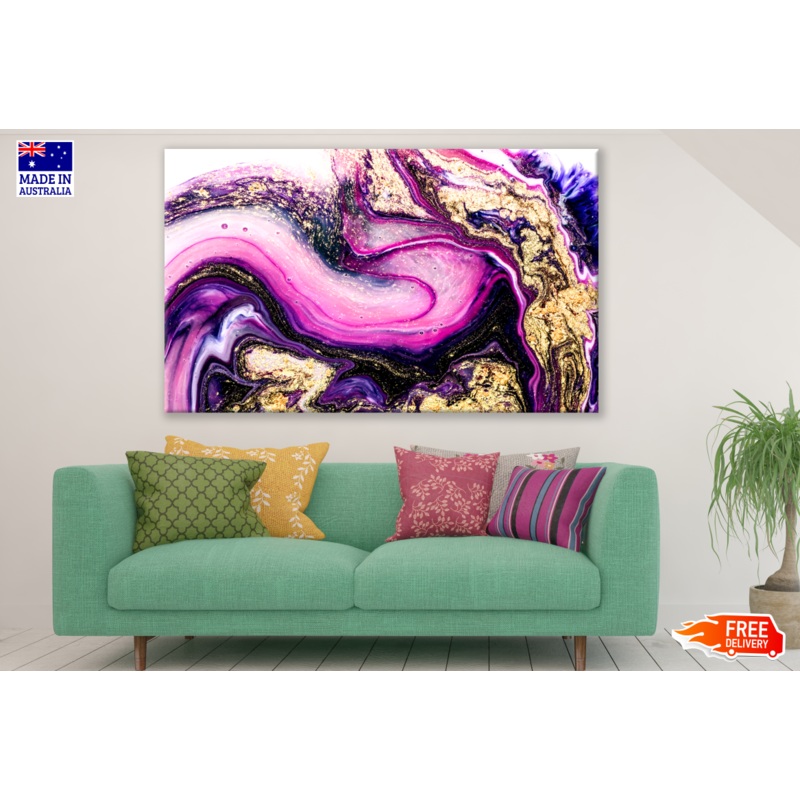 Abstract Purple Gold Granite Design Print 100% Australian Made