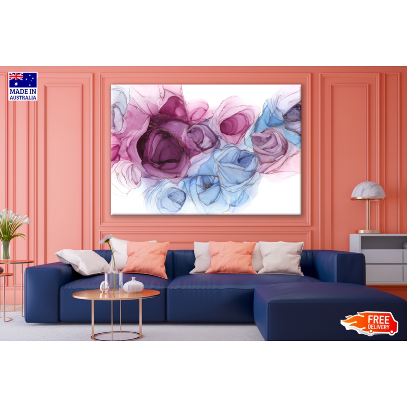 Abstract Roses Blue Pink Design Print 100% Australian Made
