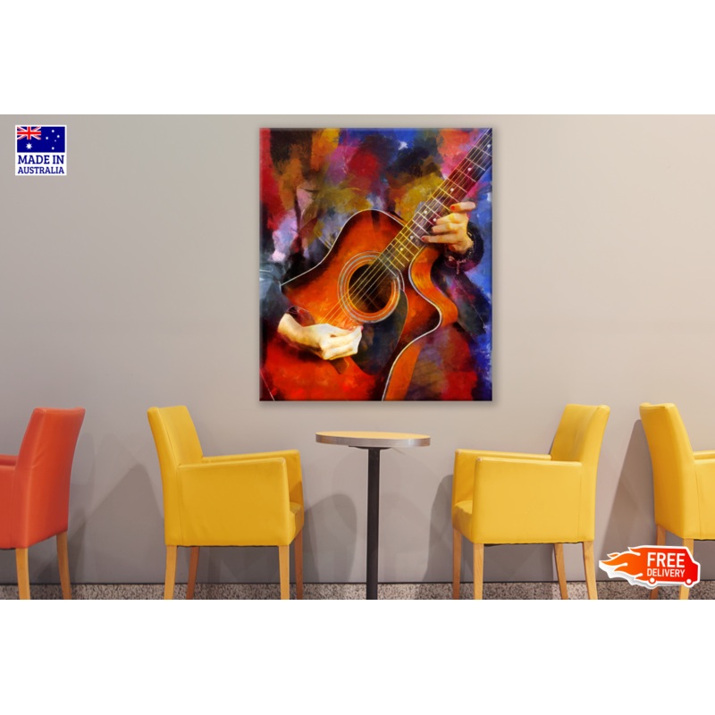 Acoustic Guitar Playing Abstract Painting Print 100% Australian Made