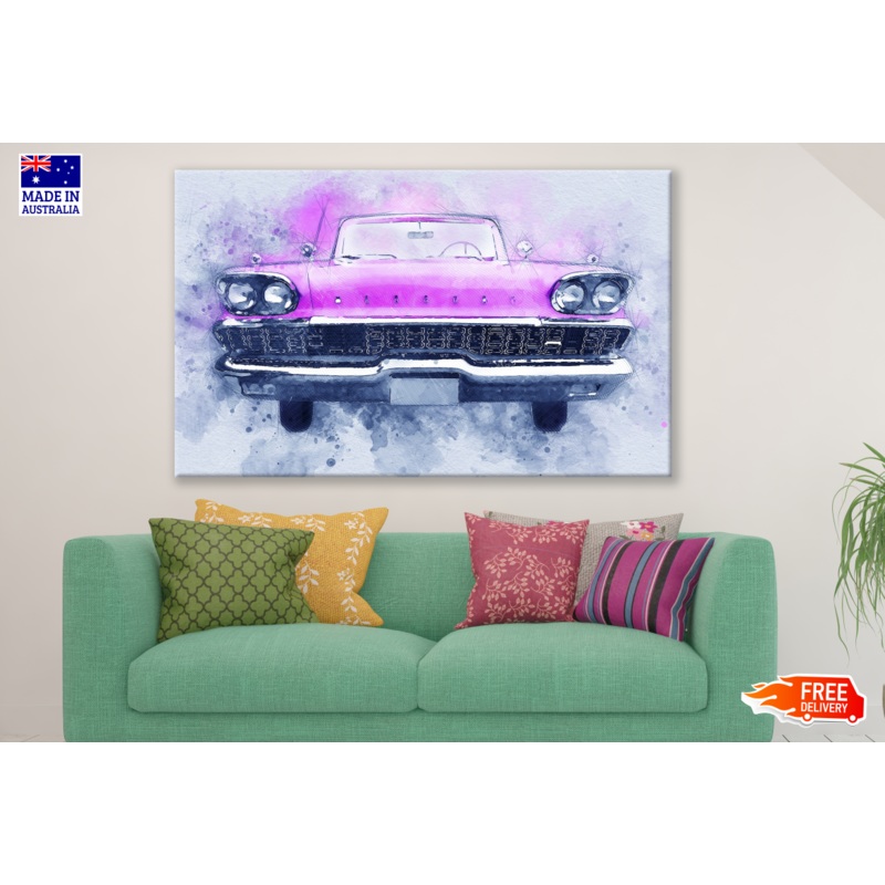 Antique Pink Car Painting Print 100% Australian Made