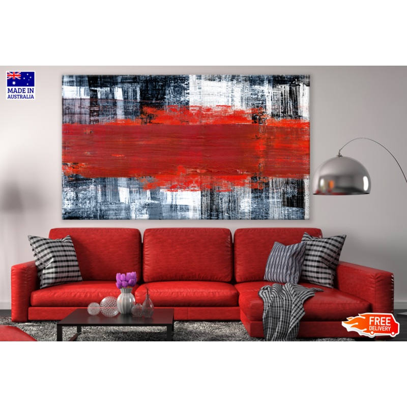 Black Red Abstract Design Brush Stroke Print 100% Australian Made