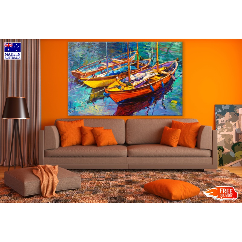 Boats on River Painting Print 100% Australian Made