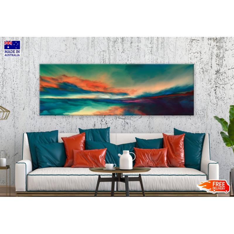 Panoramic Canvas Abstract Cloud Design High Quality 100% Australian made wall Canvas Print ready to hang