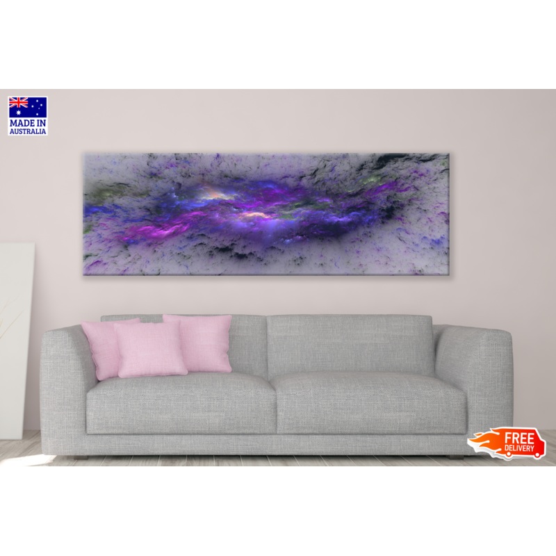 Panoramic Canvas Blue Purple Abstract Design High Quality 100% Australian made wall Canvas Print ready to hang