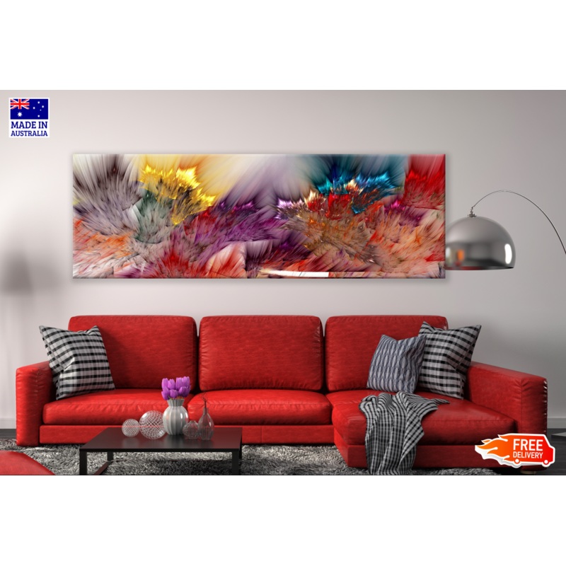 Panoramic Canvas Colourful Floral Abstract Design High Quality 100% Australian made wall Canvas Print ready to hang