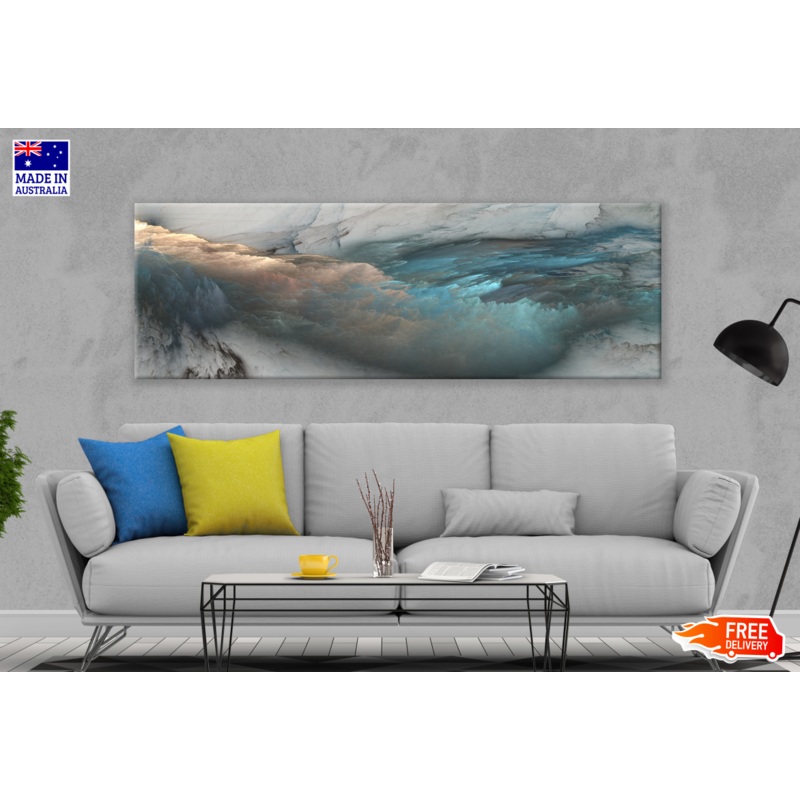 Panoramic Canvas Green Gold Abstract Design High Quality 100% Australian made wall Canvas Print ready to hang