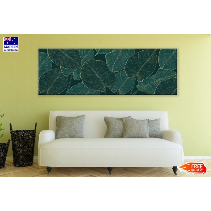 Panoramic Canvas Leaf Pattern Design High Quality 100% Australian made wall Canvas Print ready to hang