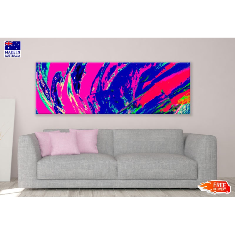 Panoramic Canvas Multicolour Abstract Design High Quality 100% Australian made wall Canvas Print ready to hang