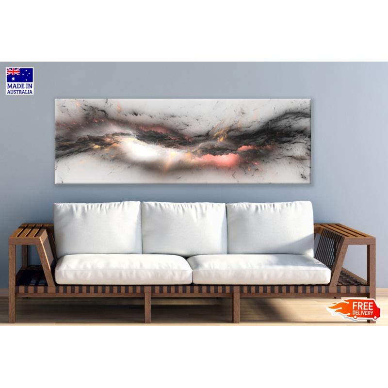 Panoramic Canvas Pink Black Abstract Design High Quality 100% Australian made wall Canvas Print ready to hang
