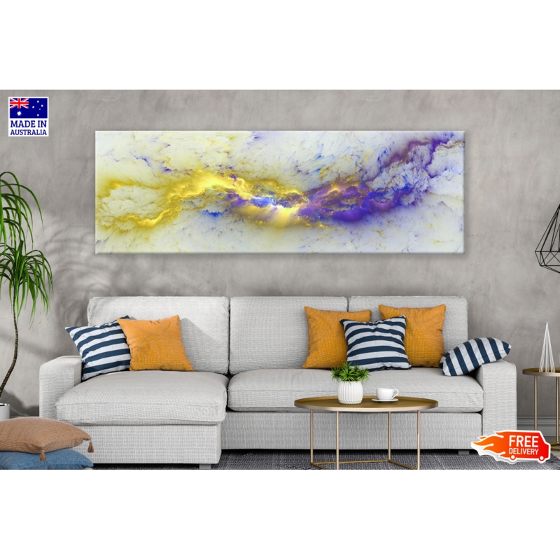 Panoramic Canvas Purple Yellow Abstract Design High Quality 100% Australian made wall Canvas Print ready to hang