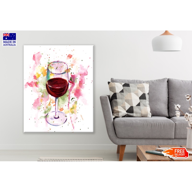 Wine Glass Abstract Design Watercolour Painting Print 100% Australian Made