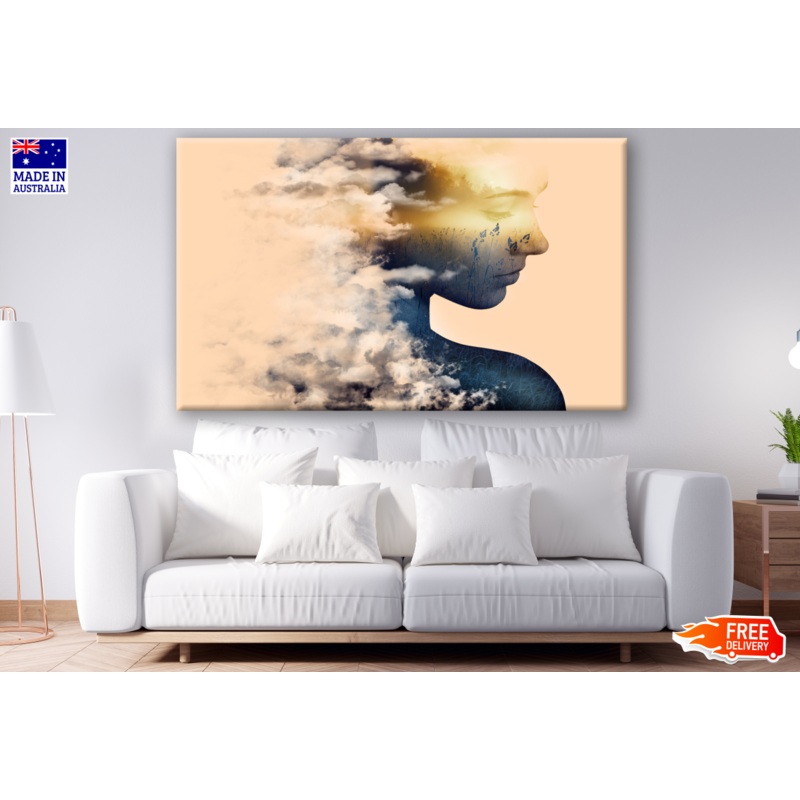 Women Face & Field Double Exposure Print 100% Australian Made