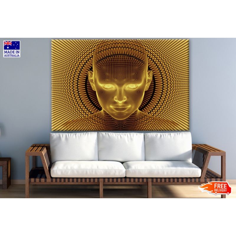 3D Human Head Fractal Pattern Abstract Design Print 100% Australian Made