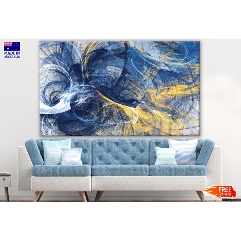 Abstract Blue Gold Design Print 100% Australian Made