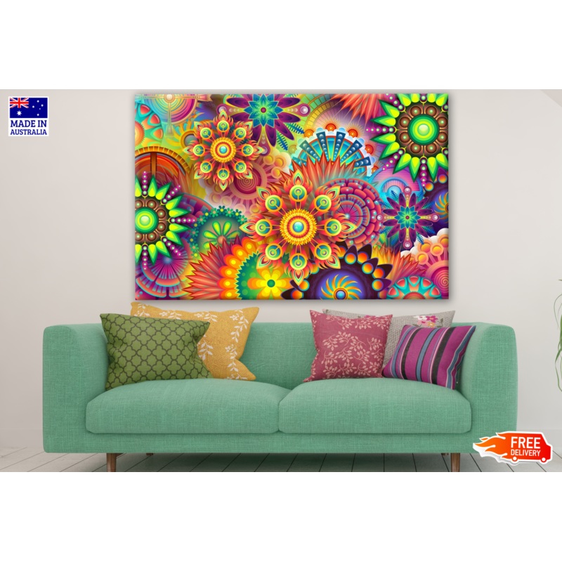 Abstract Combination of Various Cheerful Colors & Shapes Design Print 100% Australian Made