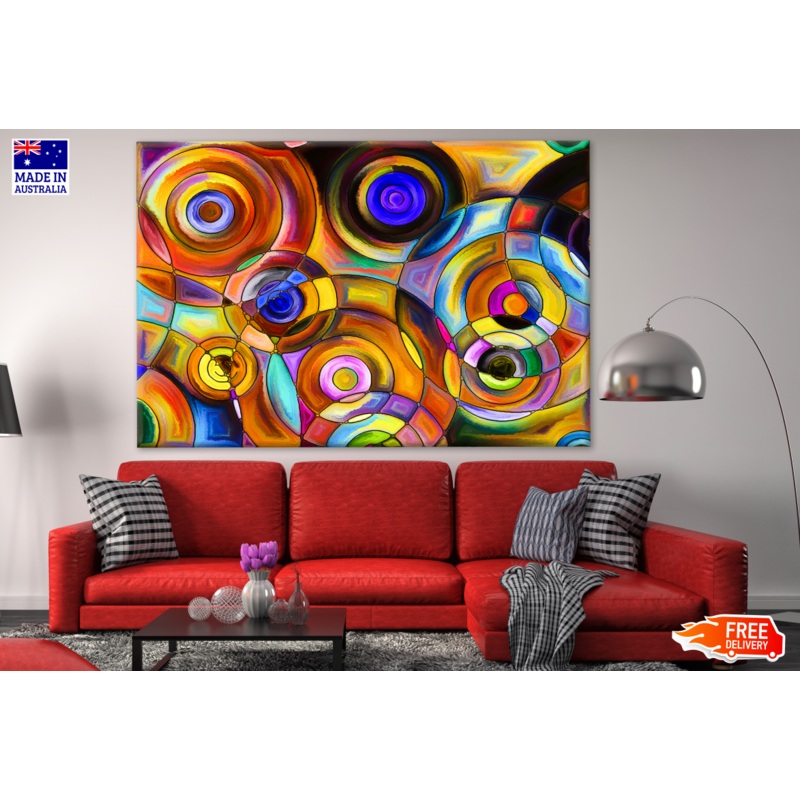 Abstract Stained Glass Circle Design Print 100% Australian Made