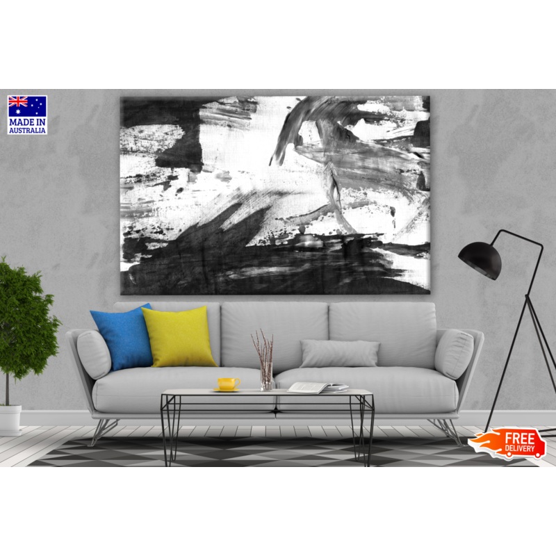 B&W Brush Stroke Painting Print 100% Australian Made