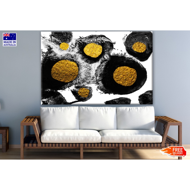 Black & gold Abstract Spot Design Print 100% Australian Made