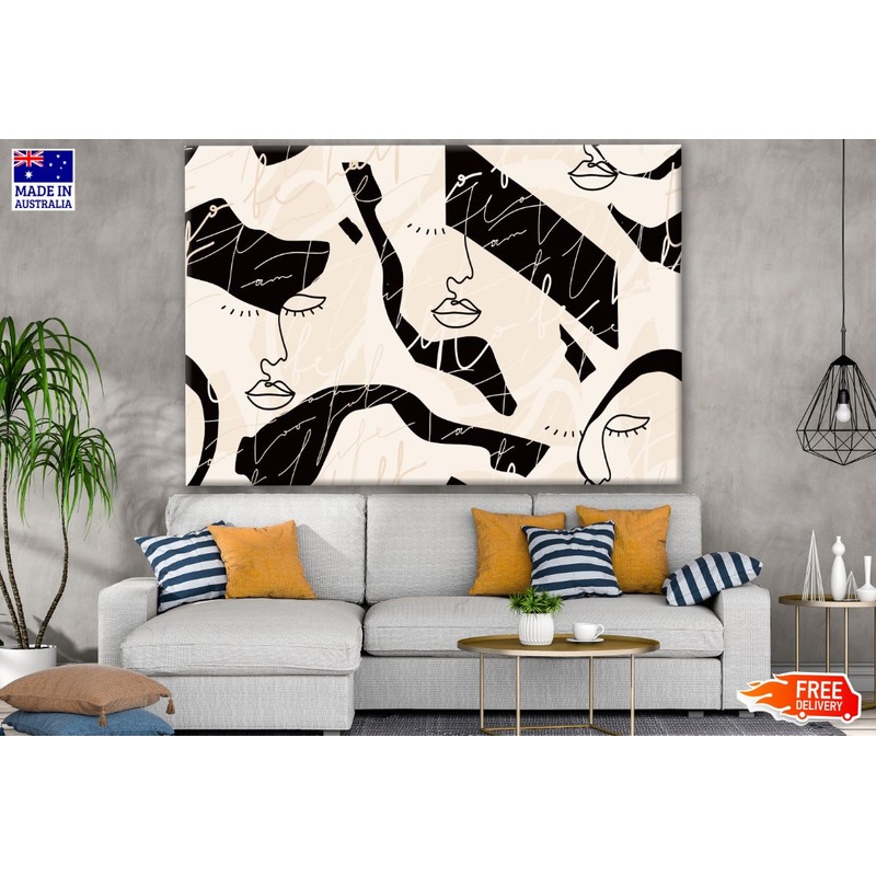 Black White Face Abstract Design Print 100% Australian Made