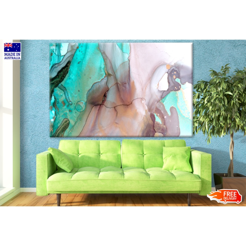 Blue Brown Abstract Design Print 100% Australian Made