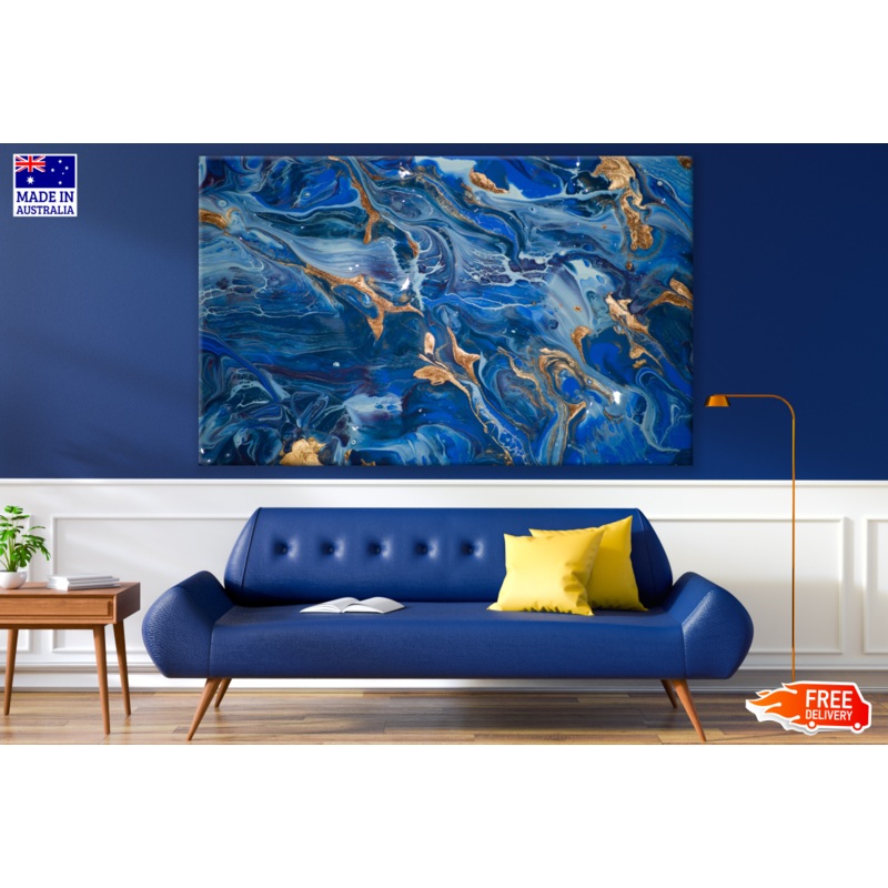 Blue & Gold Abstract Design Print 100% Australian Made