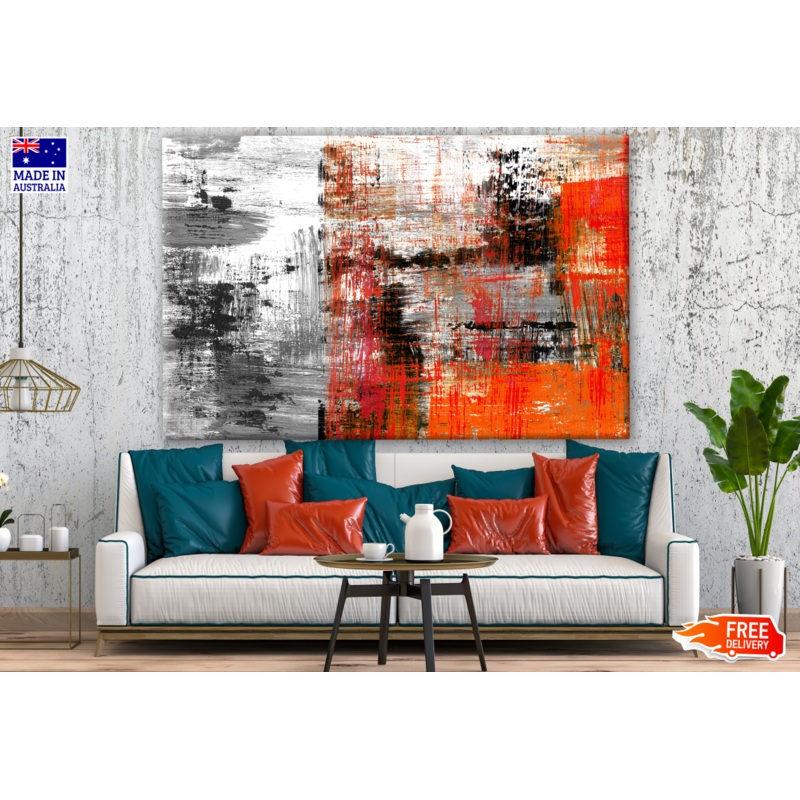 Orange Black Abstract Brush Stroke Design Print 100% Australian Made
