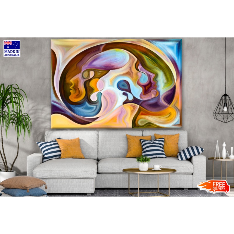 Paint Flow Abstract Face Design Print 100% Australian Made