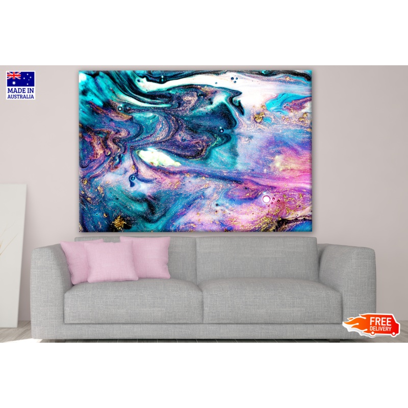 Pink, Blue & Gold Abstract Design Print 100% Australian Made