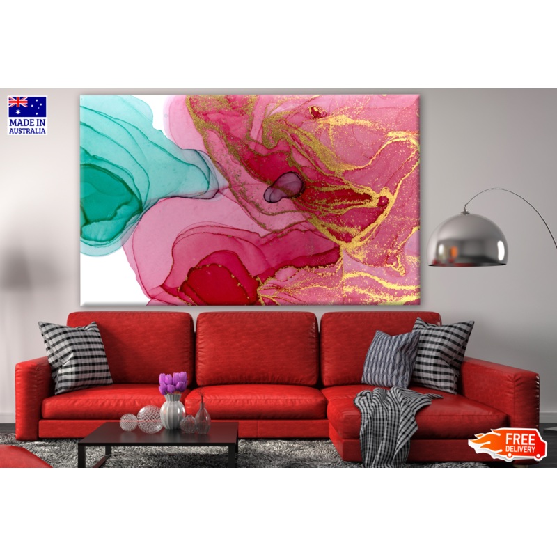 Pink Gold Blue Abstract Design Print 100% Australian Made