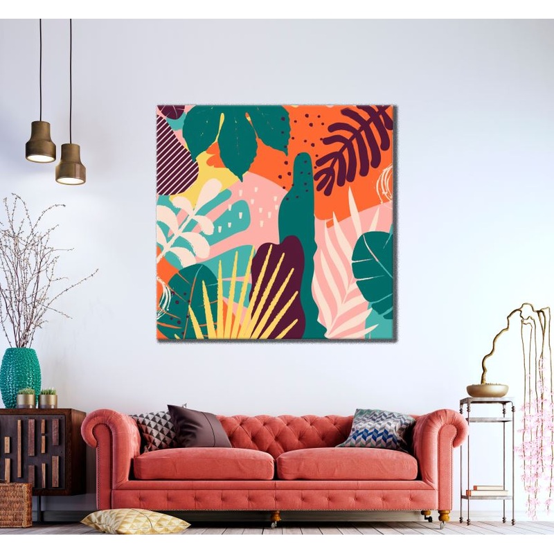 Square Canvas Abstract Leaves Design High Quality Print 100% Australian Made