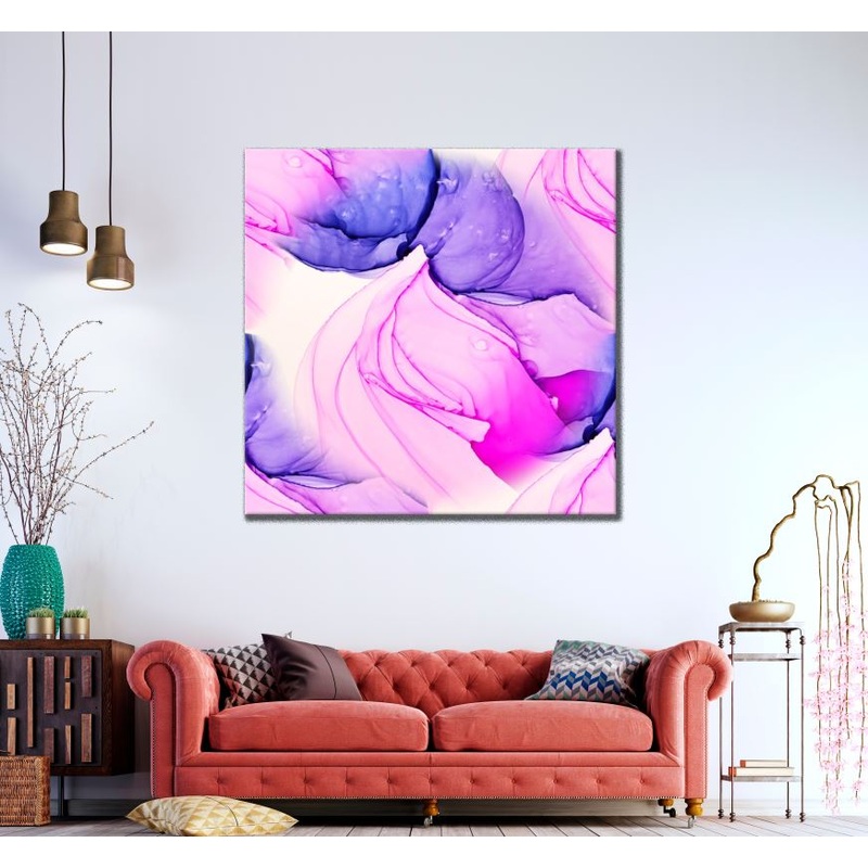 Square Canvas Blue & Pink Abstract Design High Quality Print 100% Australian Made