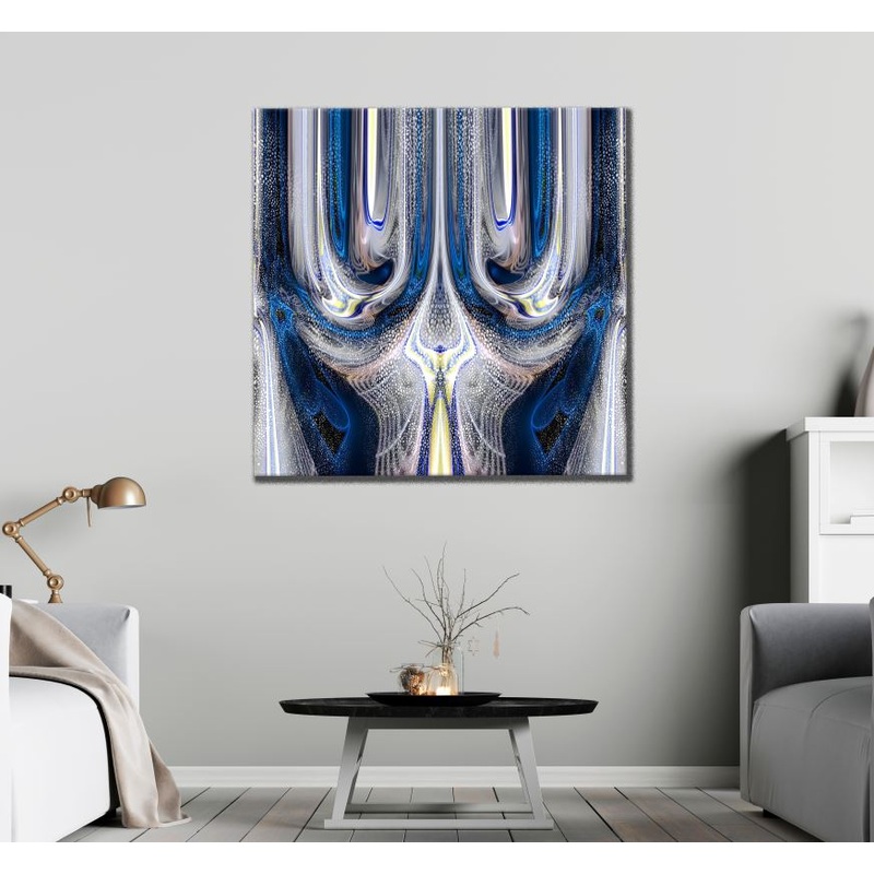 Square Canvas Blue White Abstract Design High Quality Print 100% Australian Made