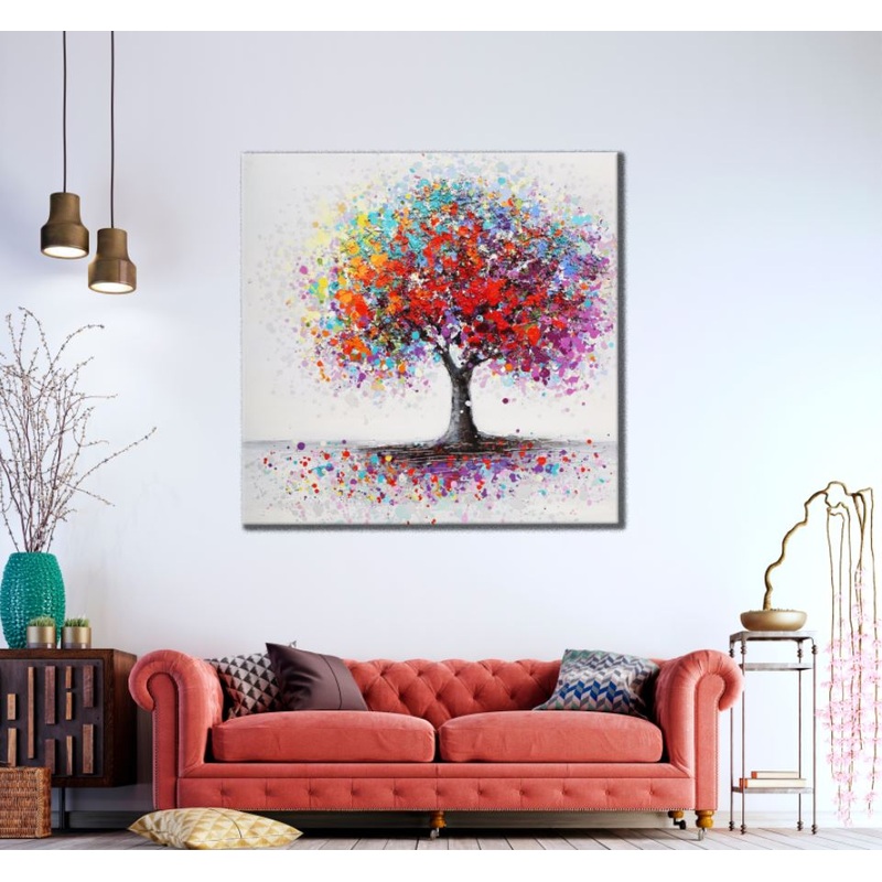 Square Canvas Colorful Tree High Quality Print 100% Australian Made