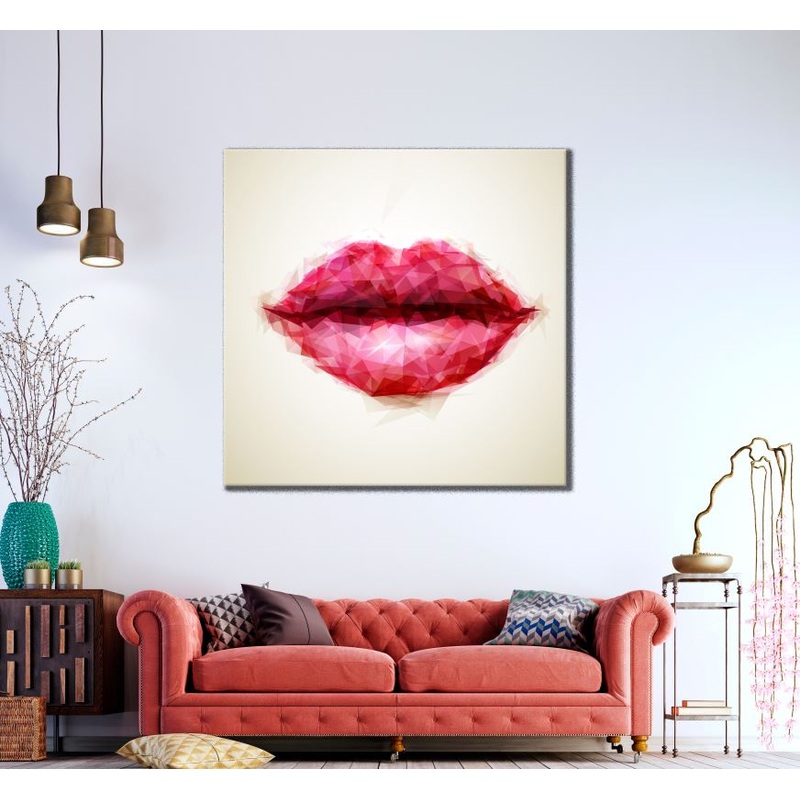 Square Canvas Red Lips Abstract Art High Quality Print 100% Australian Made