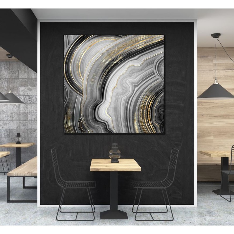 Square Canvas White Gold Abstract Granite Design High Quality Print 100% Australian Made