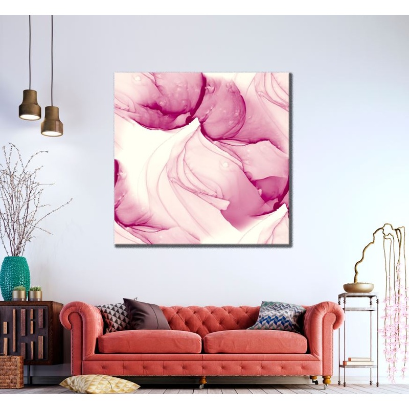 Square Canvas White Pink Abstract Design High Quality Print 100% Australian Made