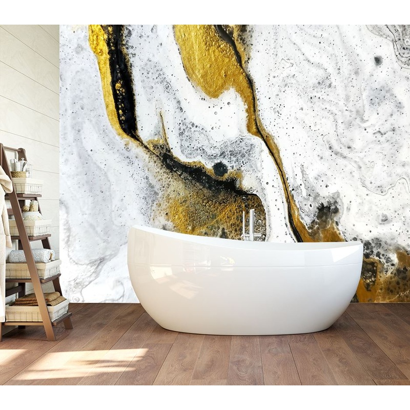 Wallpaper Murals Peel and Stick Removable Gold Black Abstract Design High Quality
