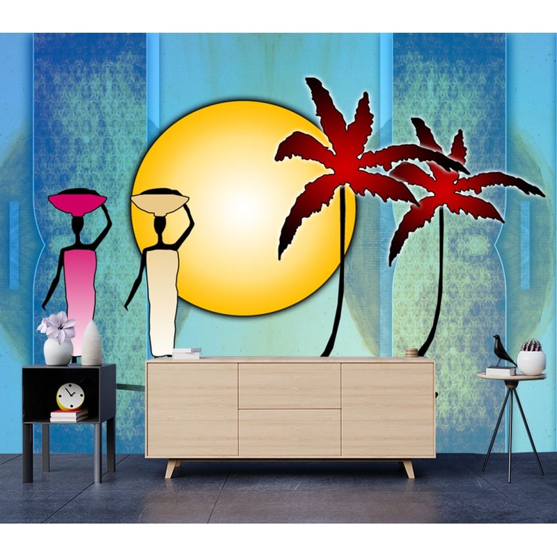 Wallpaper Murals Peel and Stick Removable Women & Sun Abstract Art High Quality