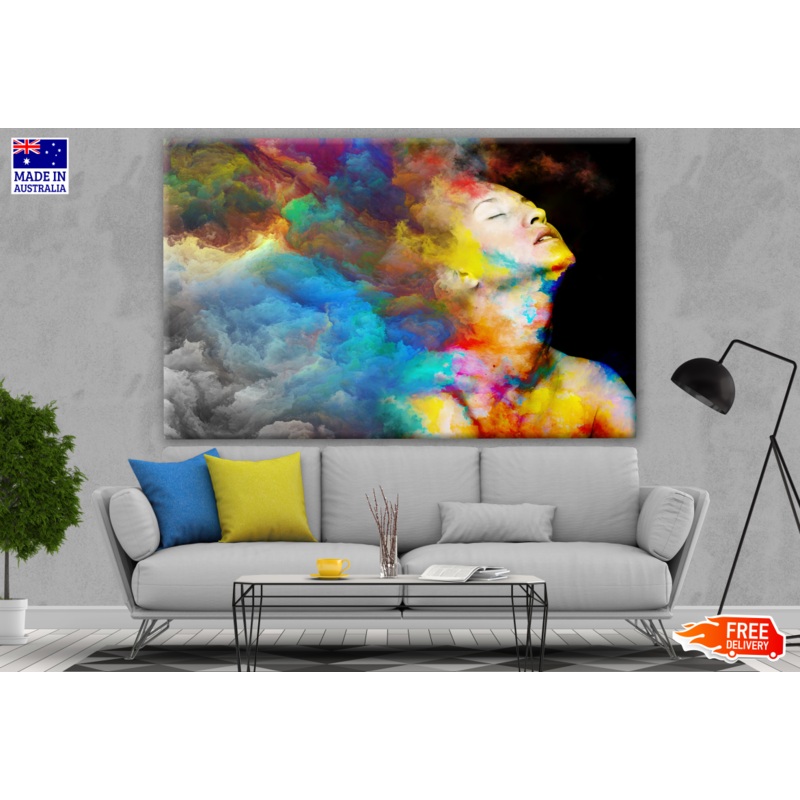 Woman Face Abstract Cloud Smoky Design Print 100% Australian Made