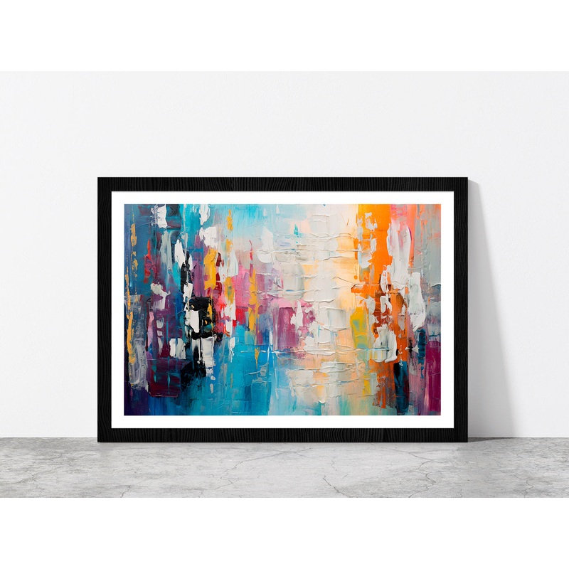 Abstract Colorful Chaotic Blend Of Acrylic Glass Framed Wall Art, Ready to Hang Quality Print