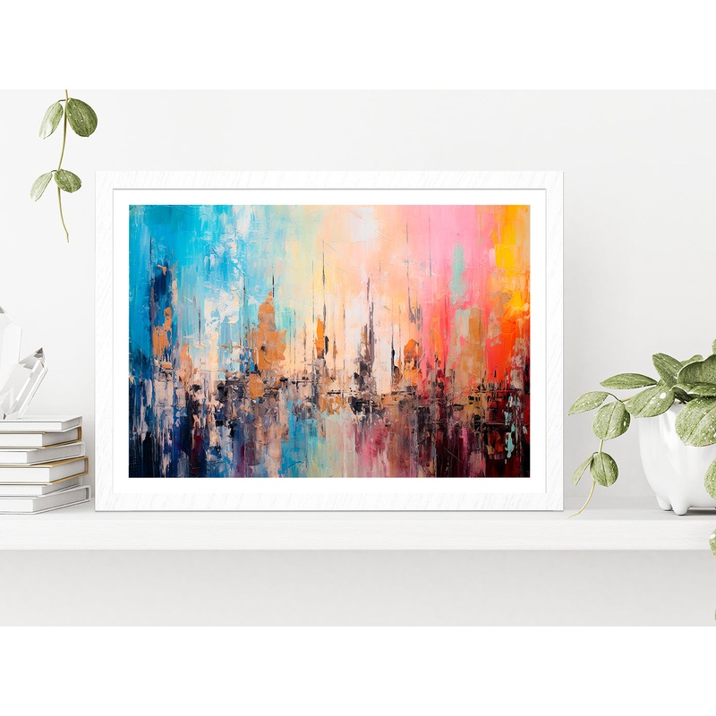Abstract Colorful Modern Art Acrylic Glass Framed Wall Art, Ready to Hang Quality Print