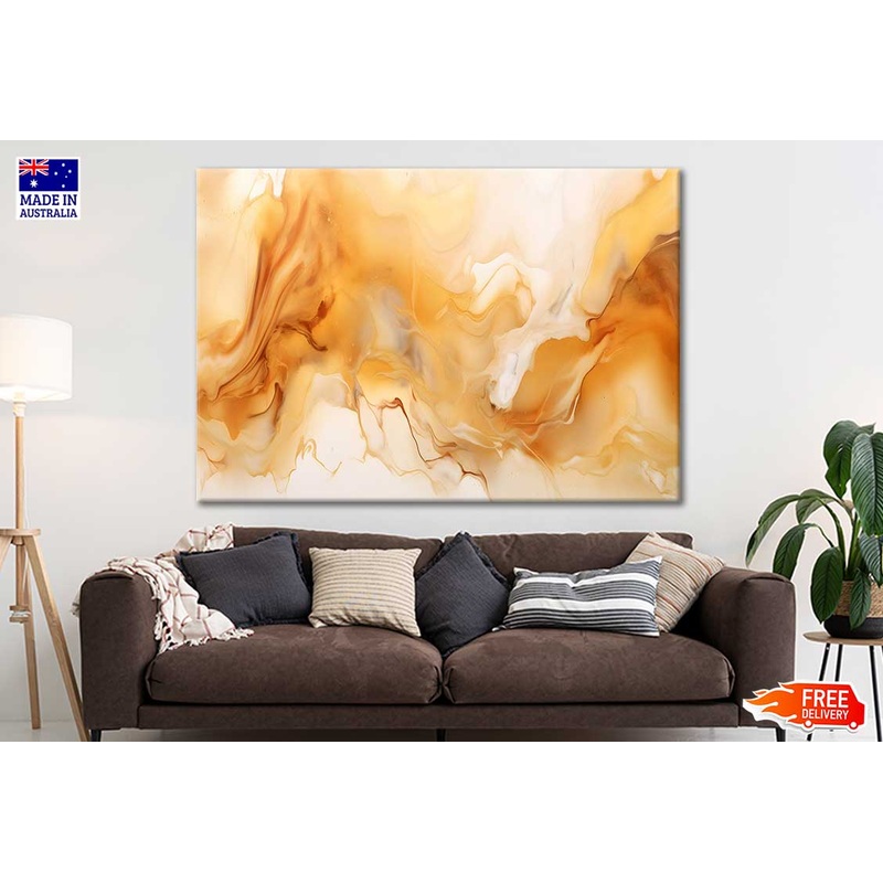 Abstract Painting With Golden Swirls Background Print 100% Australian Made