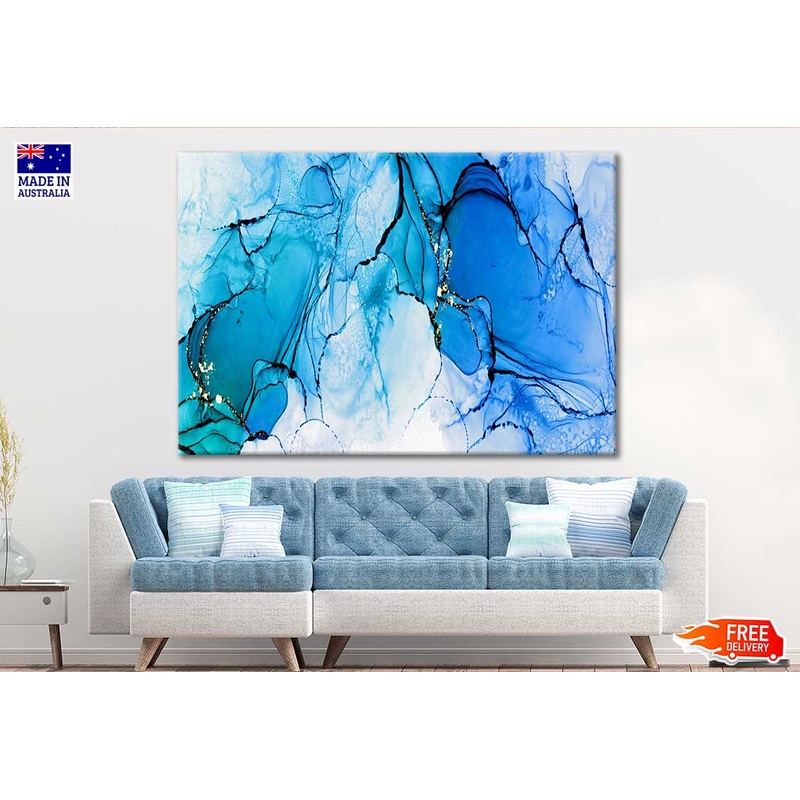 Alcohol Ink Background With Bright Blue Color Print 100% Australian Made