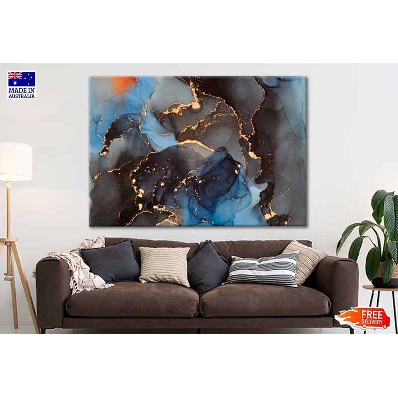 Black And Blue Alcohol Ink Print 100% Australian Made
