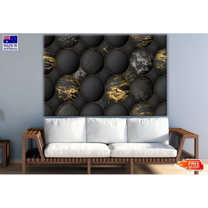Black & Gold Abstract Circle Design Print 100% Australian Made