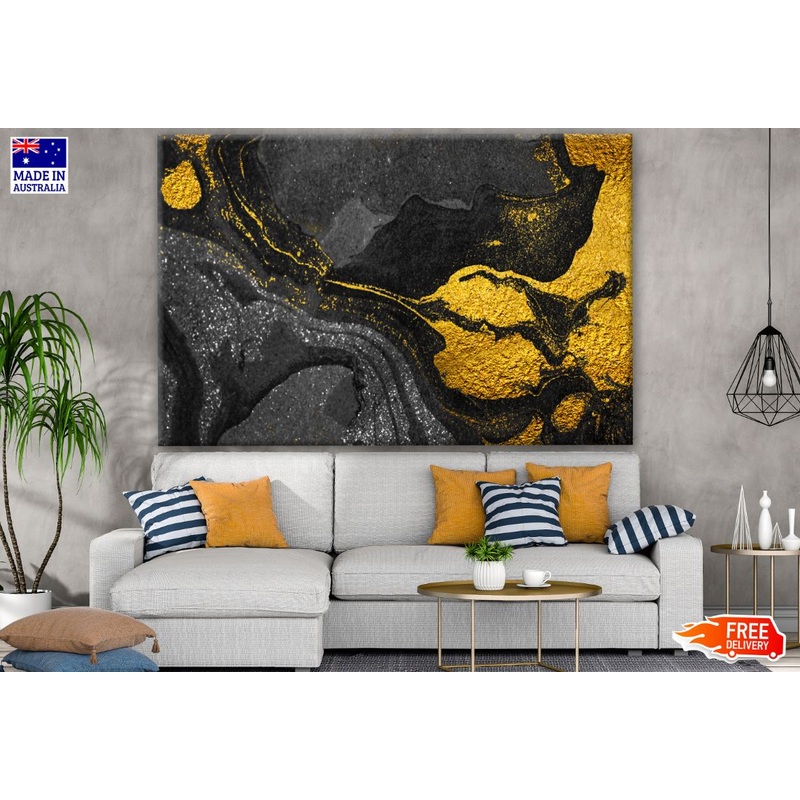 Black & Gold Abstract Granite Design Print 100% Australian Made