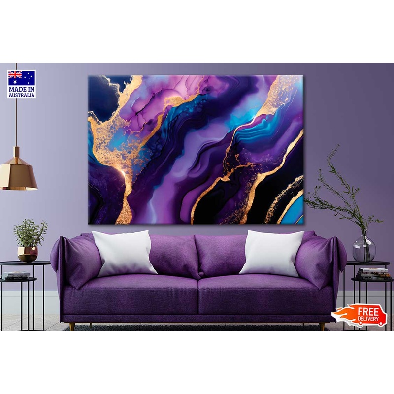 Blue And Purple Alcohol Ink Print 100% Australian Made